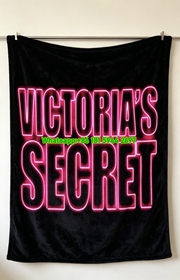 Victoria's Secret Neon Pink Flannel Fleece Throw Blanket V036